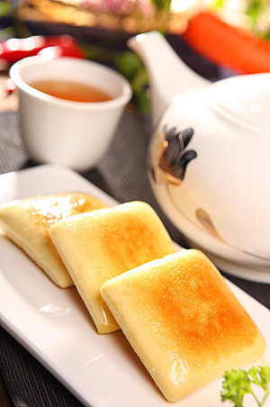 早茶甜品绿豆饼美食菜品摄影图片