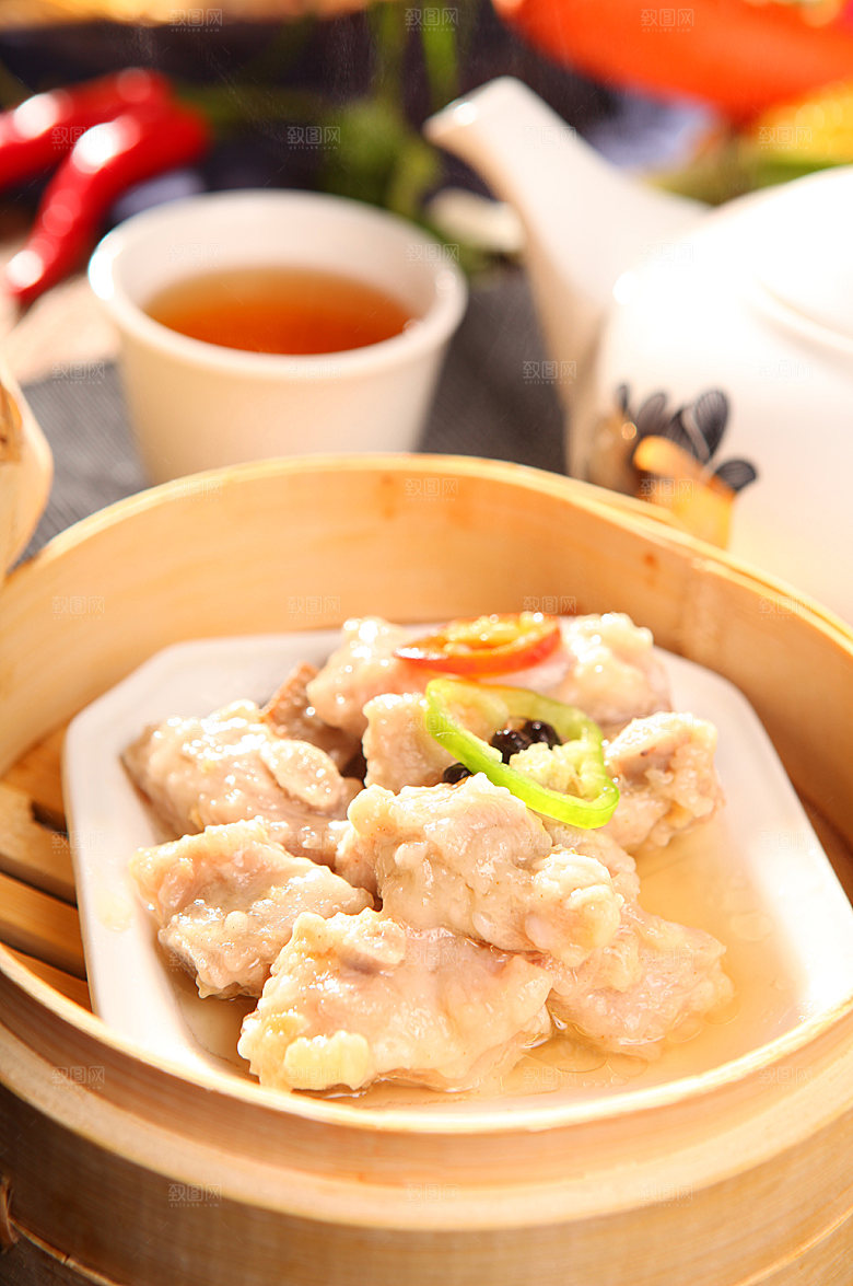可口清蒸排骨肉美食菜品摄影图片