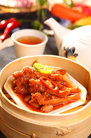 广式蒸凤爪美味美食菜品摄影图