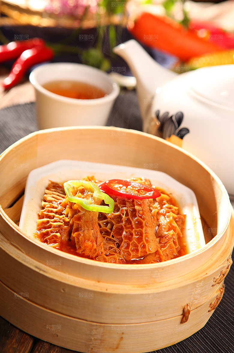 美味酱香金钱肚美食菜品摄影图