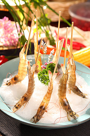创意基围虾火锅美食菜品摄影图片