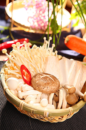 菜品菌菇拼盘火锅美食菜品摄影图
