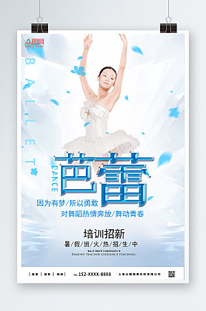舞动青春芭蕾舞蹈培训宣传精美海报