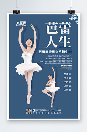清新芭蕾舞蹈招生培训宣传海报