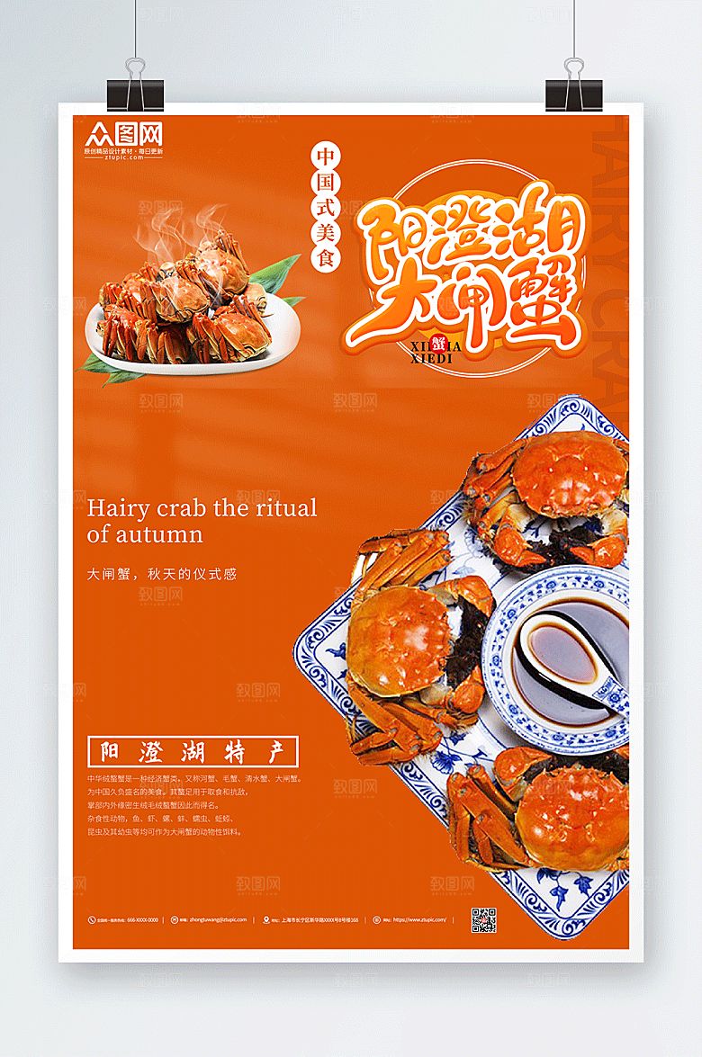 澄阳湖大闸蟹金秋螃蟹大闸蟹海报