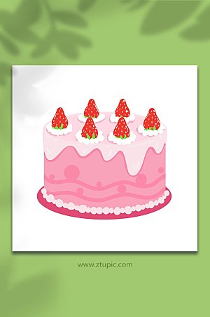 原创美味草莓蛋糕甜品零食创意插画