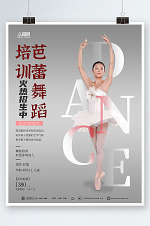时尚芭蕾舞蹈招生培训宣传商业海报