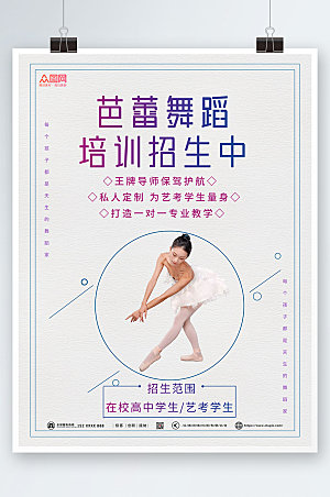 大气芭蕾舞蹈招生培训宣传海报