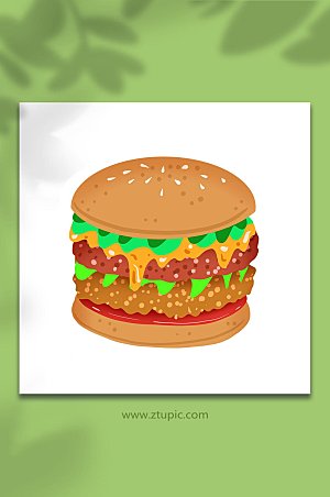 手绘快餐美食元素汉堡原创插画