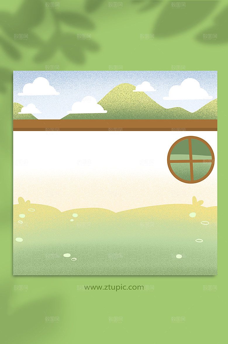 手绘古代农家小院古风插画背景