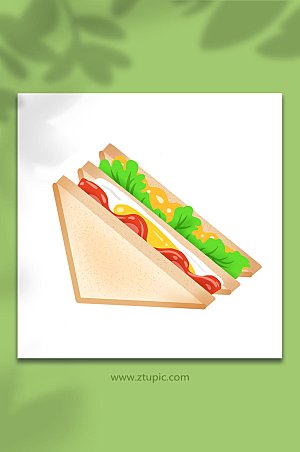 可爱风格三明治快餐美食插画