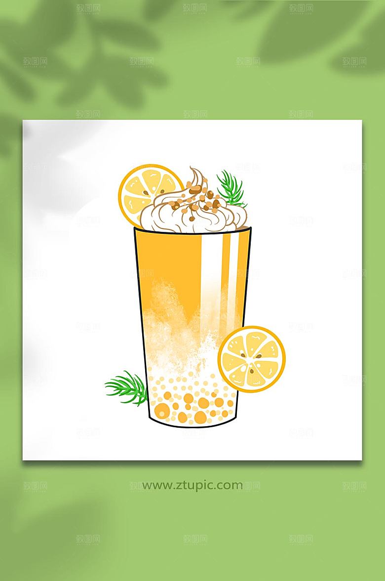 时尚卡通美食杨枝甘露商业插画