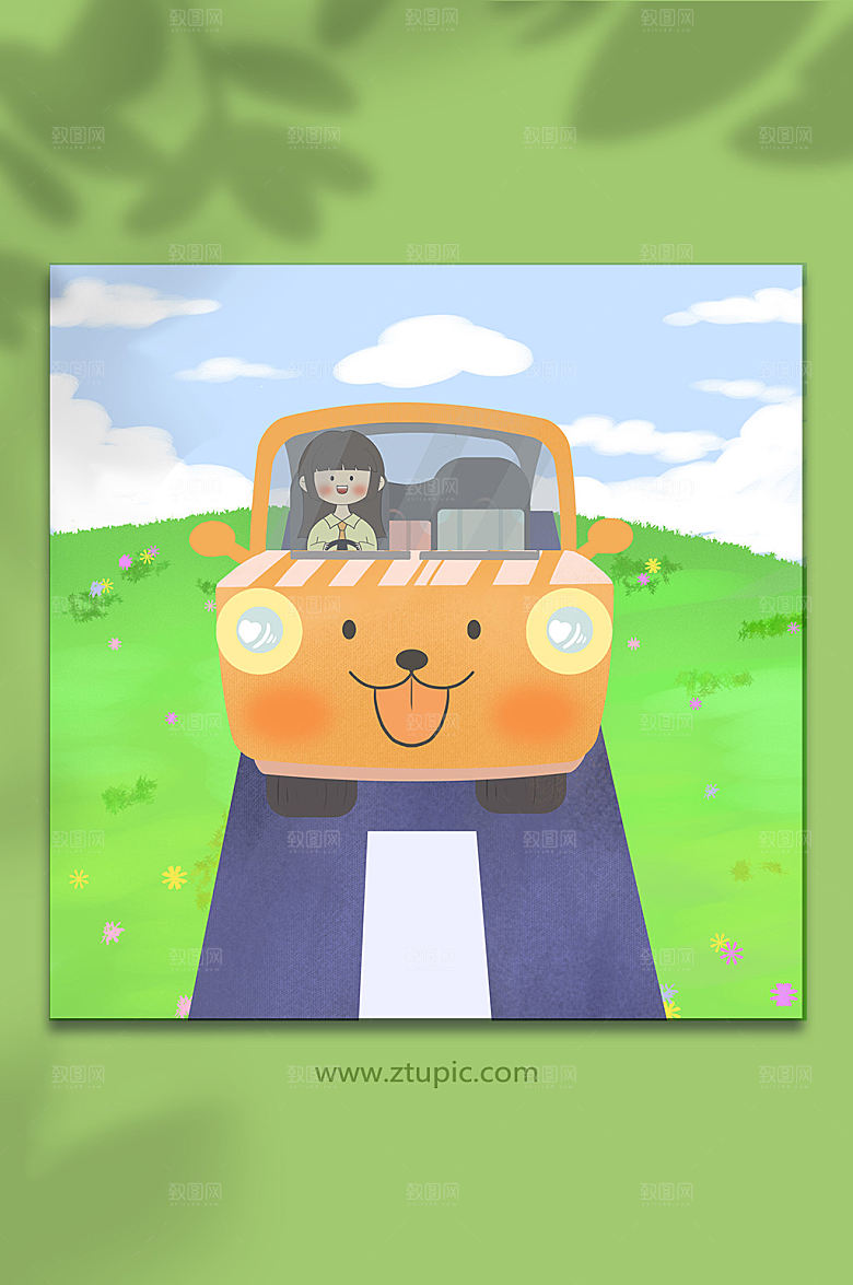原创卡通假期旅游旅行人物插画