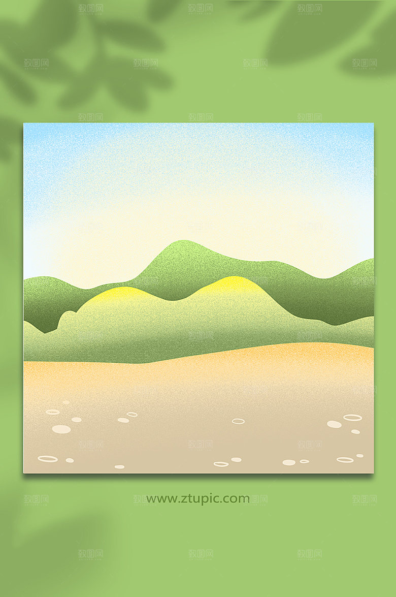 卡通田园山脉野外插画背景元素
