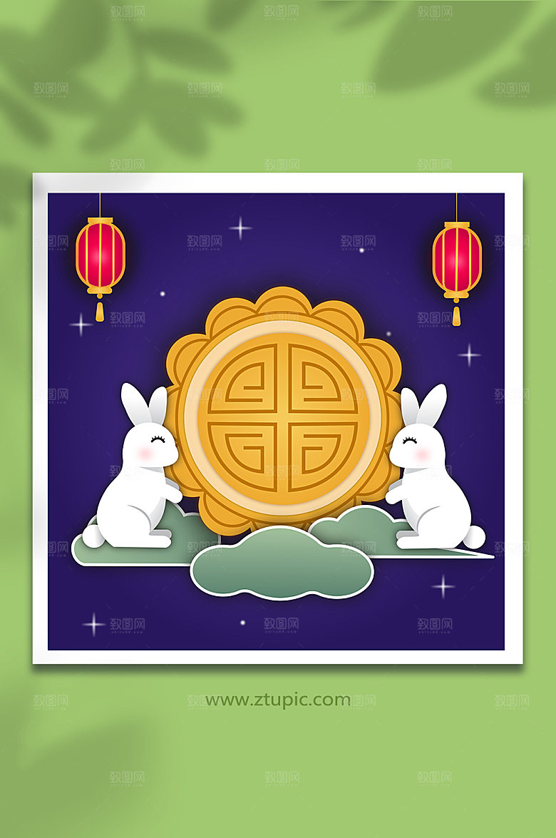 手绘原创卡通中秋节矢量图插画