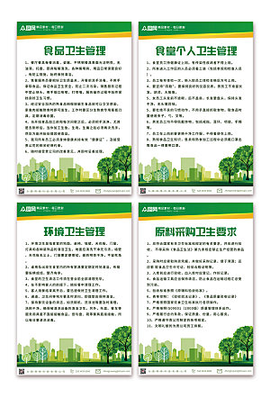 绿色分幅系列食堂卫生管理制度牌
