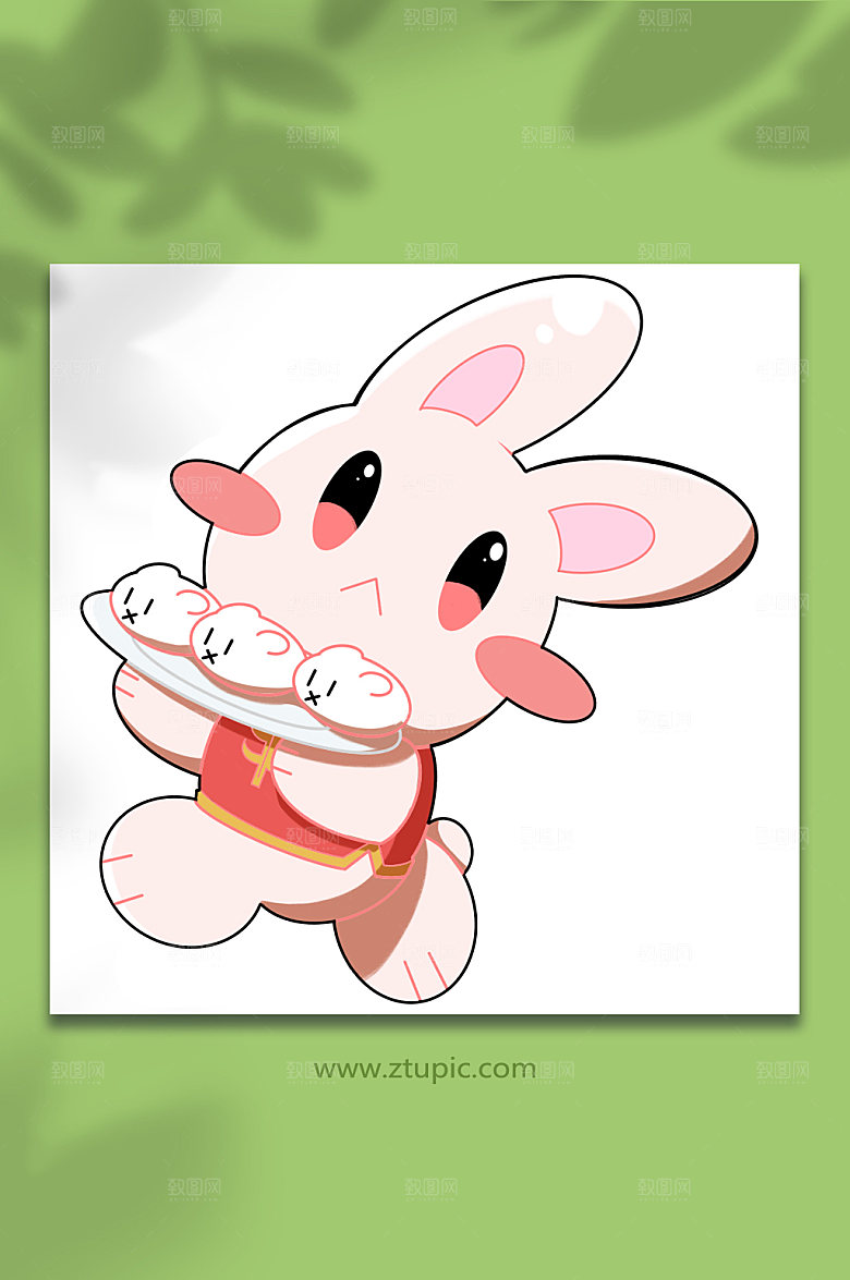 卡通兔年动物免扣元素插画设计
