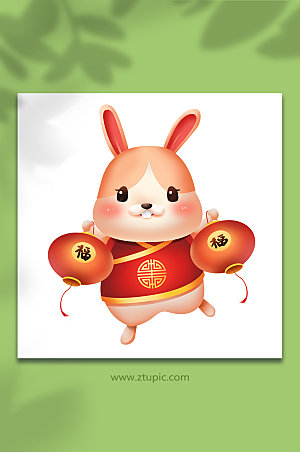 喜庆兔年新年新春动物元素插画