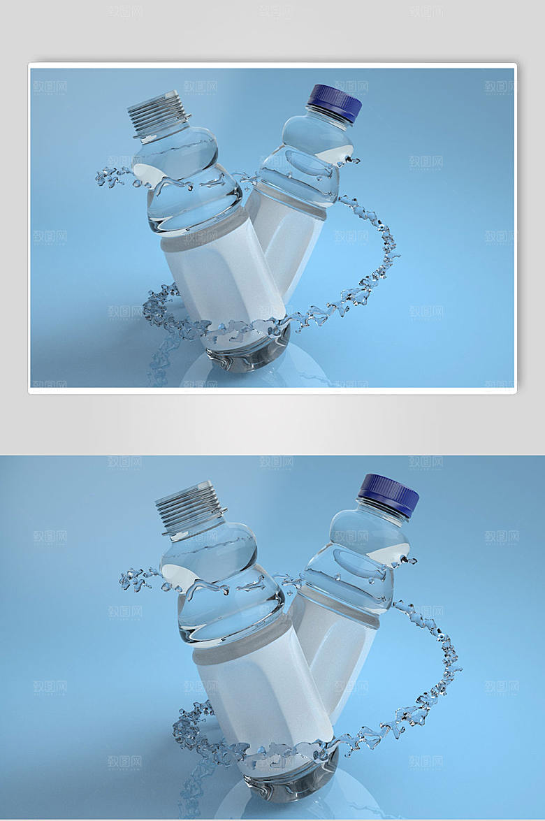小清新C4D饮料易拉罐模型样机