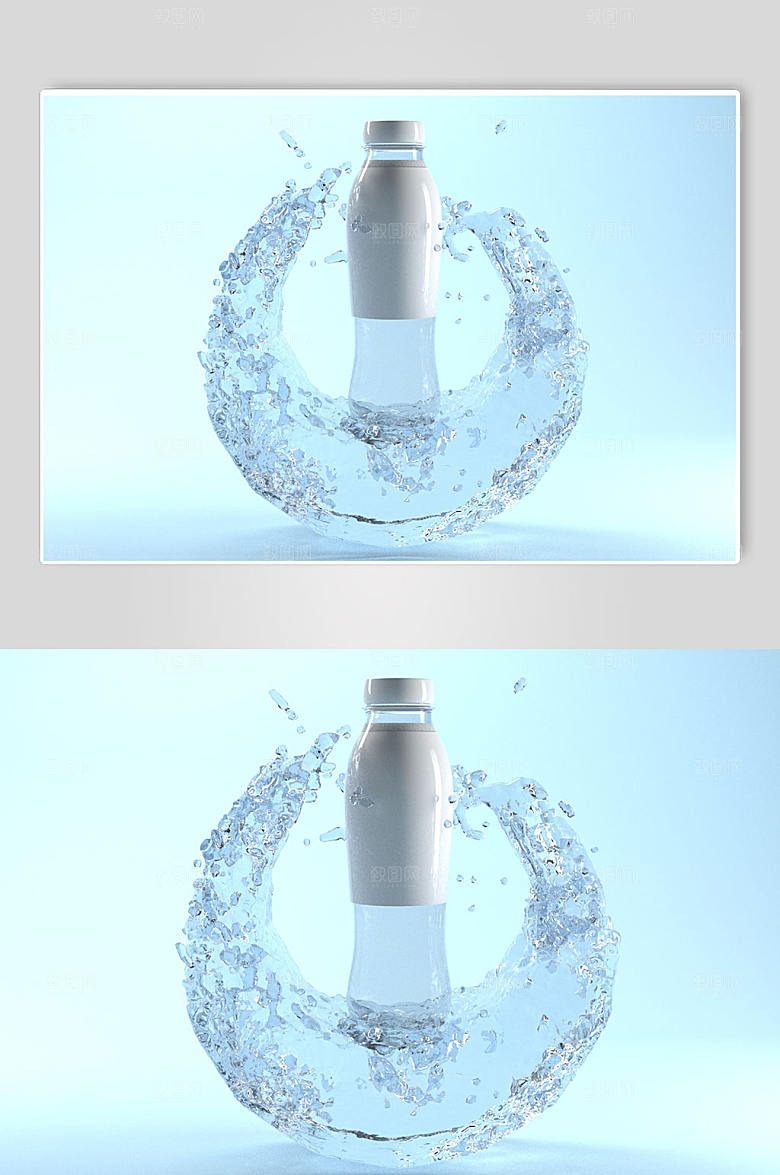 蓝色饮料易拉罐模型C4D展示样机