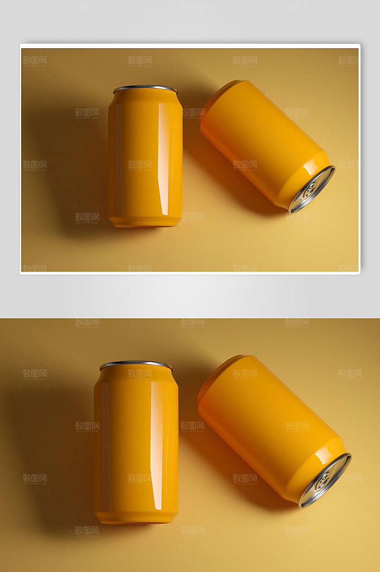 简约饮料易拉罐C4D精美样机