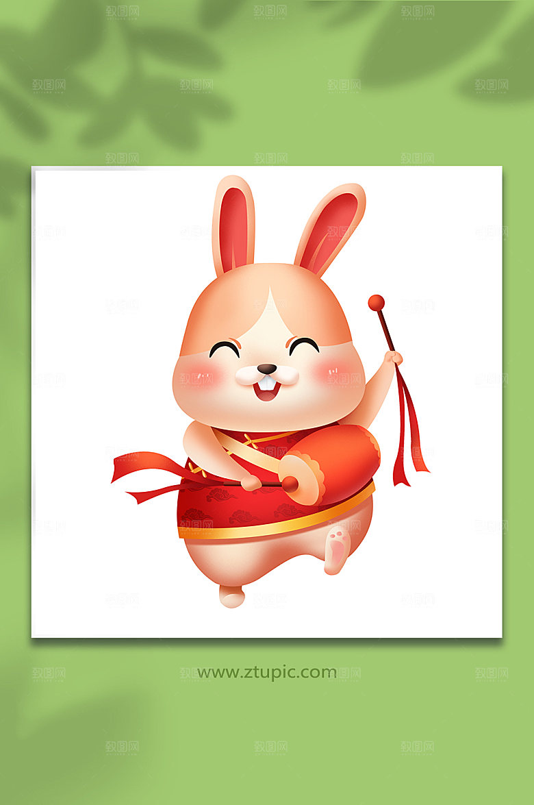 卡通兔年新春喜庆形象精美插画