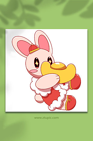 卡通兔年兔子动物免扣元素插画