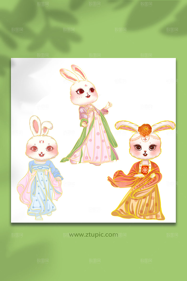 卡通手绘兔年兔子免扣元素插画