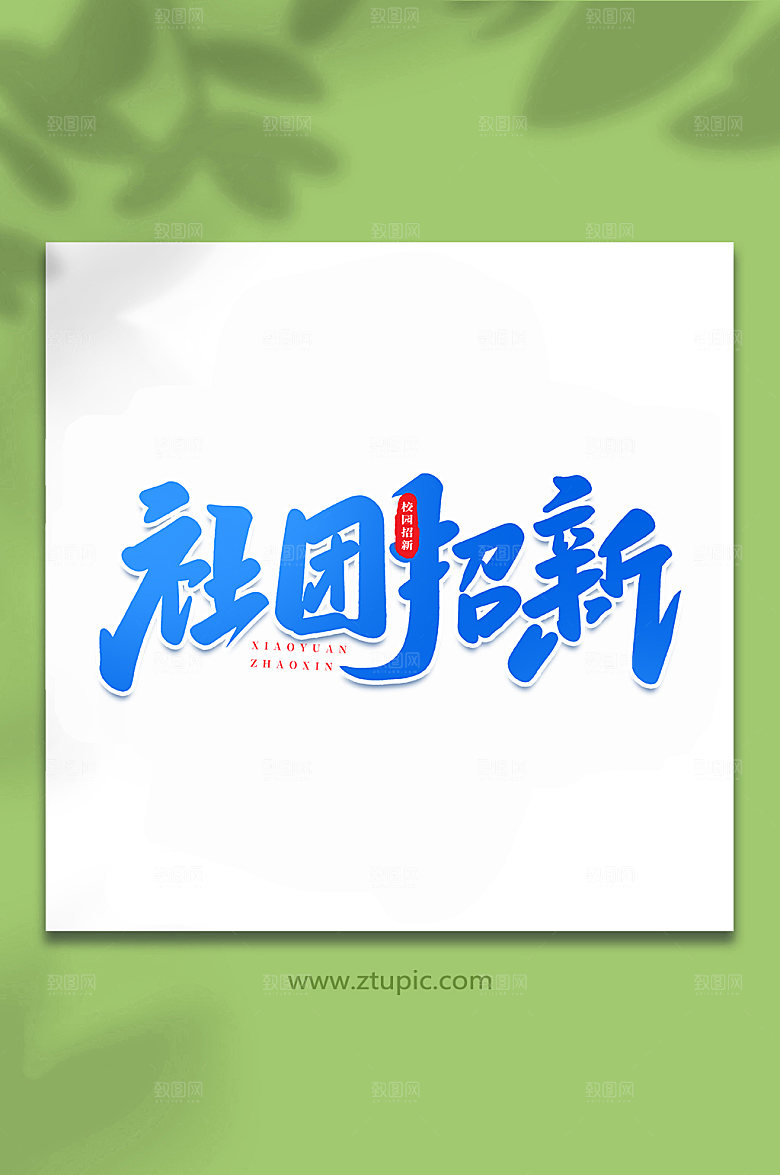 手写社团招新书法艺术字体设计