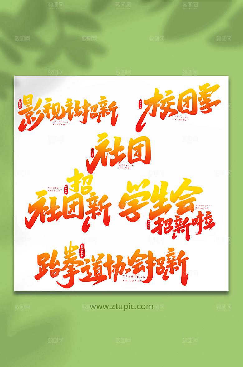 精美校园招新手写艺术字体设计