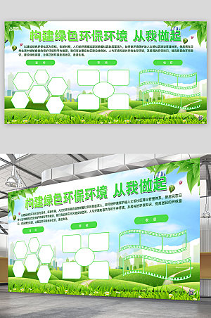 绿色保护环境社区活动展板照片墙