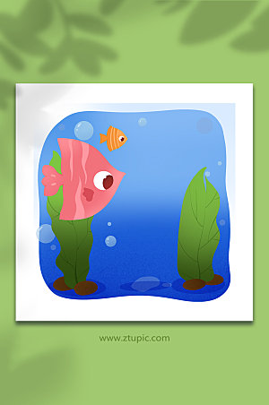 精美手绘海底水下鱼背景插画元素