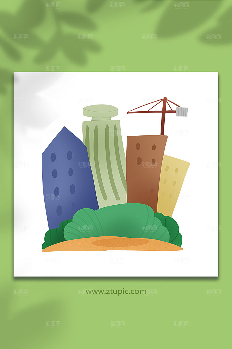 创意卡通城市建设建筑背景插画