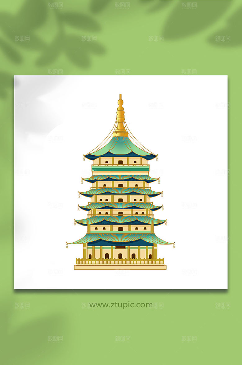 卡通手绘雷锋塔简约元素插画