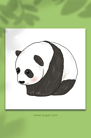 手绘国家保护动物熊猫插画免抠元素