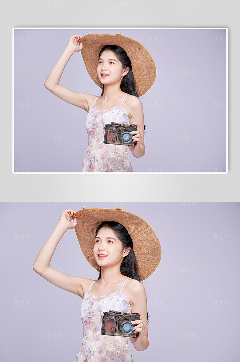 唯美小清新女生郊游人物摄影图片