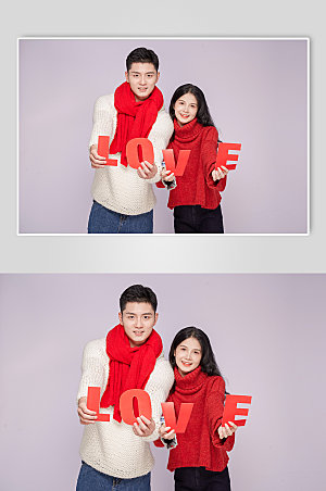 男女冬季节日主题情侣人物摄影图片