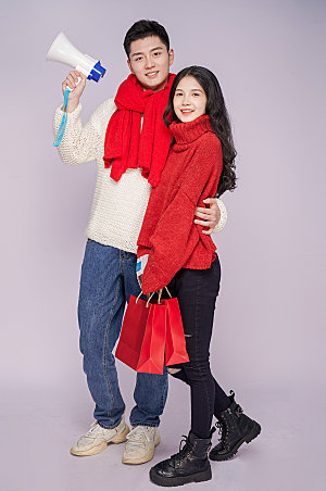 春节节日促销新年情侣人物摄影图片