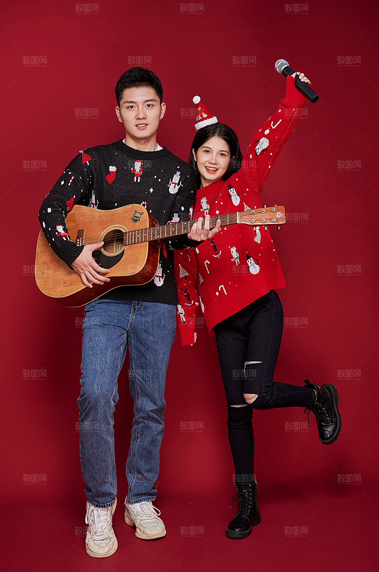 潮流时尚音乐男女情侣人物摄影图片