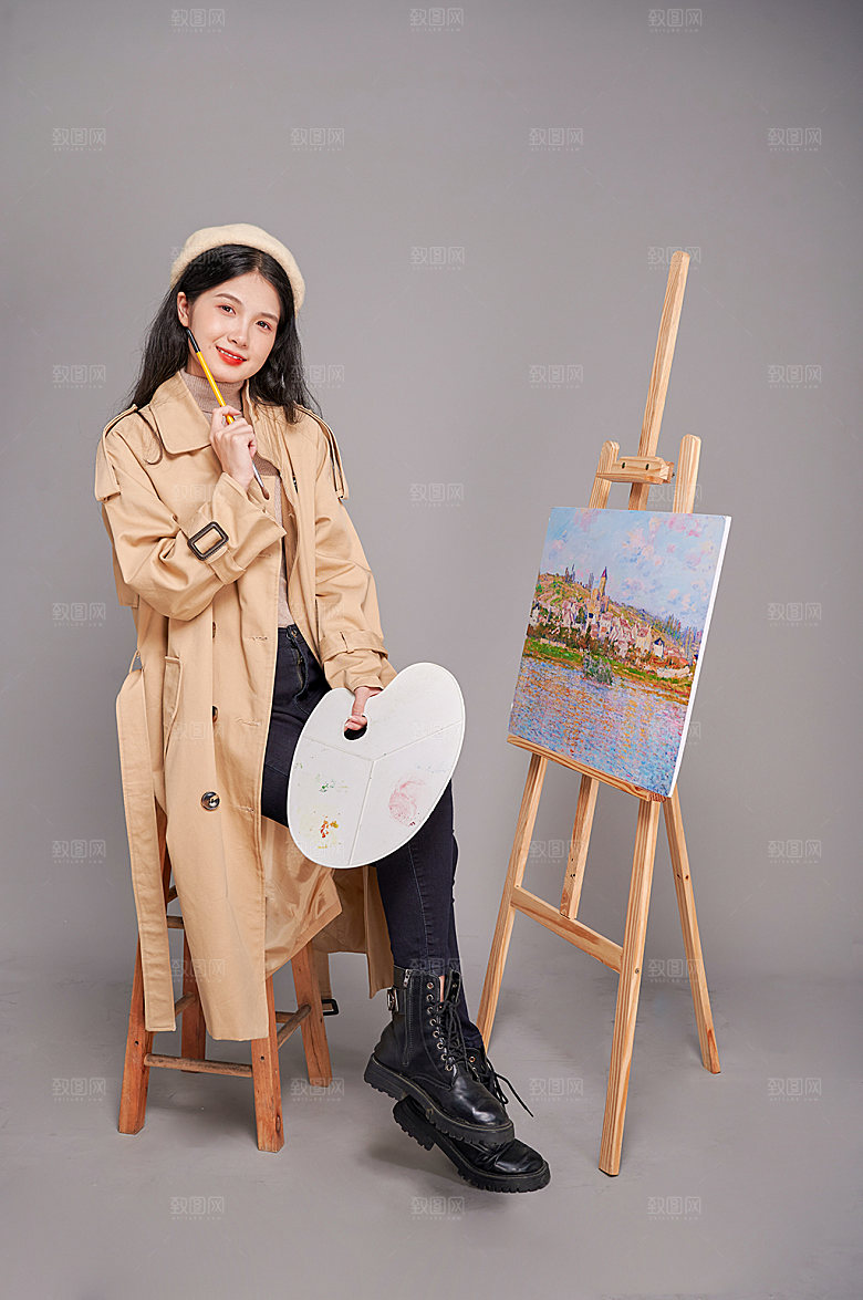 气质风衣秋冬唯美人物摄影图片素材