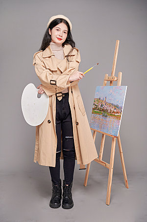 时尚气质冬装绘画人物摄影图片素材