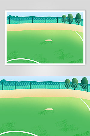 简约绿色体育运动棒球场插画素材