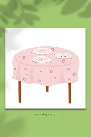 粉色杜绝粮食浪费文明餐桌插画元素