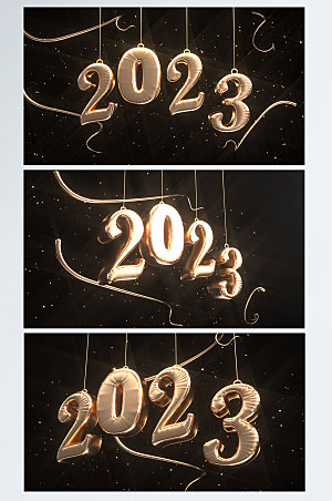 创意2023数字兔年新年C4D字体背景图
