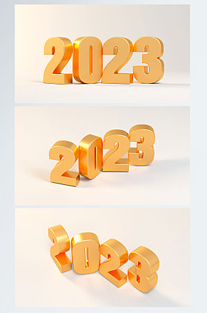 大气2023数字兔年新年C4D字体背景图