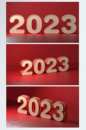 创意时尚2023数字兔年新年C4D背景图