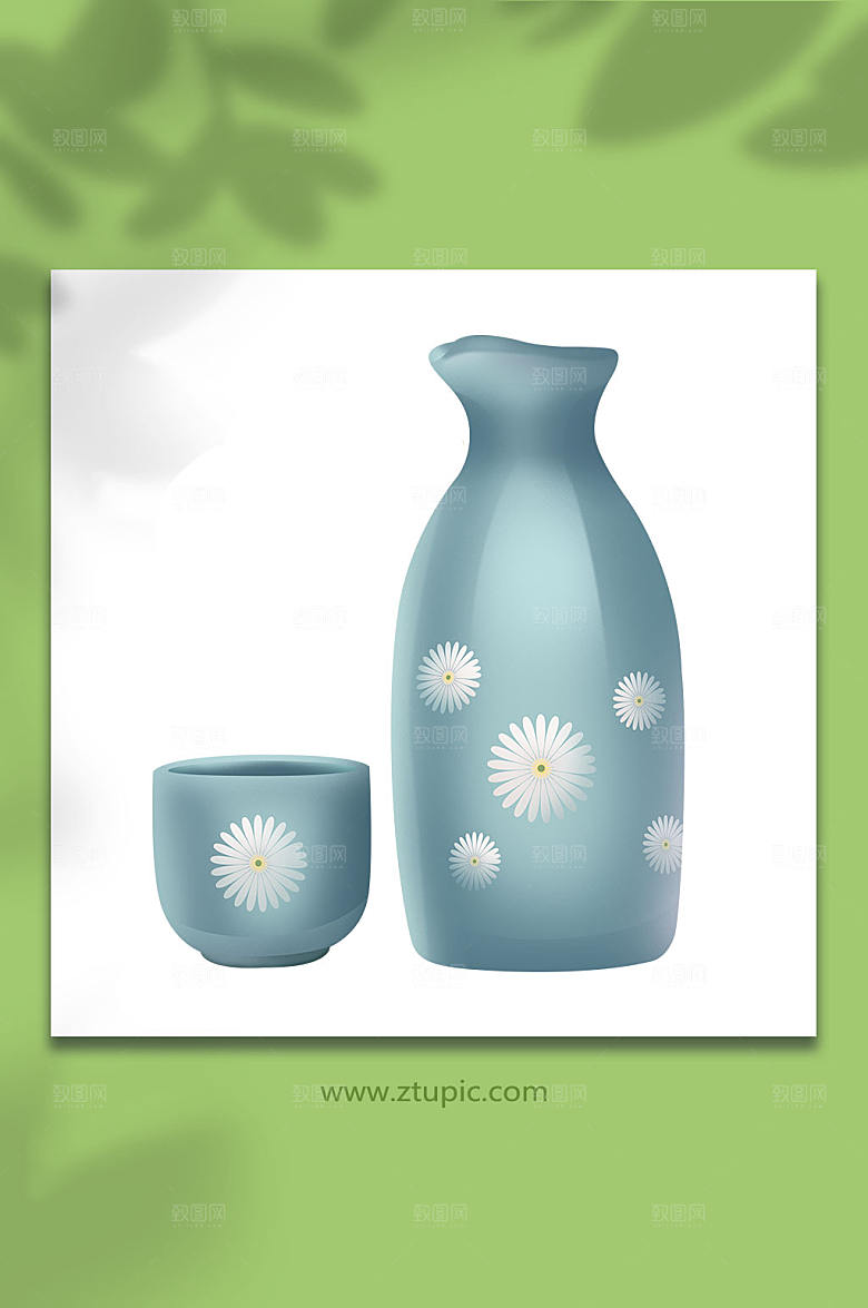 手绘菊花酒重阳节物品元素插画素材