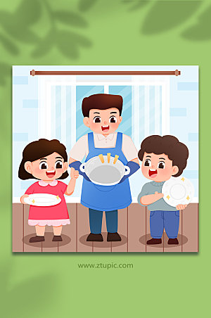 卡通教育孩子节约粮食文明餐桌人物插画素材
