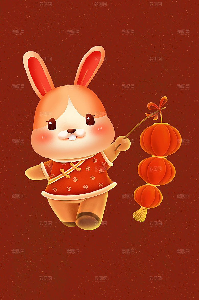 新春提灯笼灯会兔年新年插画元素