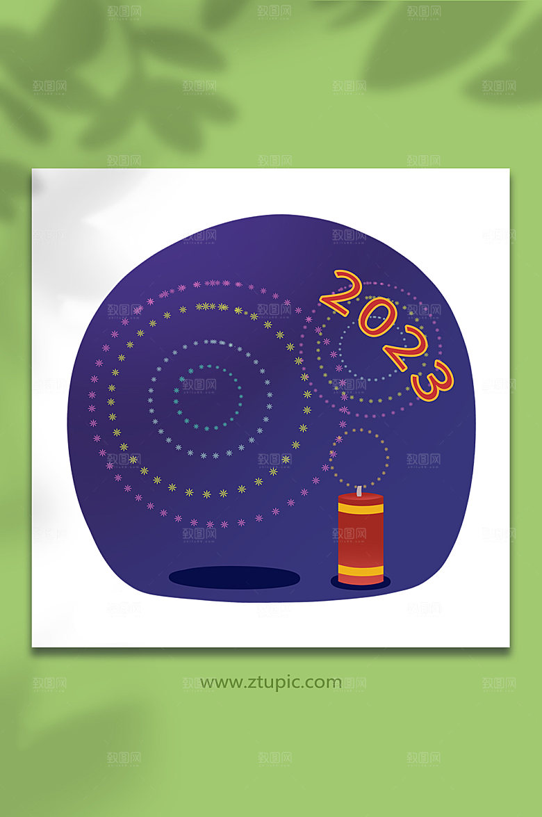 新春2023春节放烟花背景插画元素